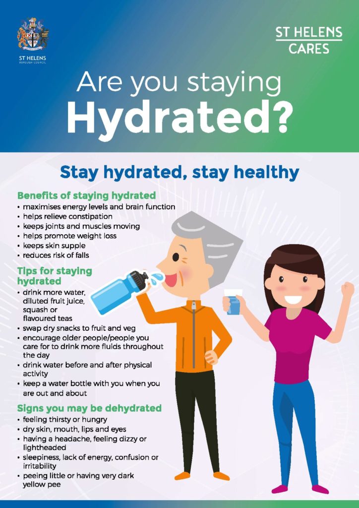 Poster with advice on how to stay hydrated and healthy